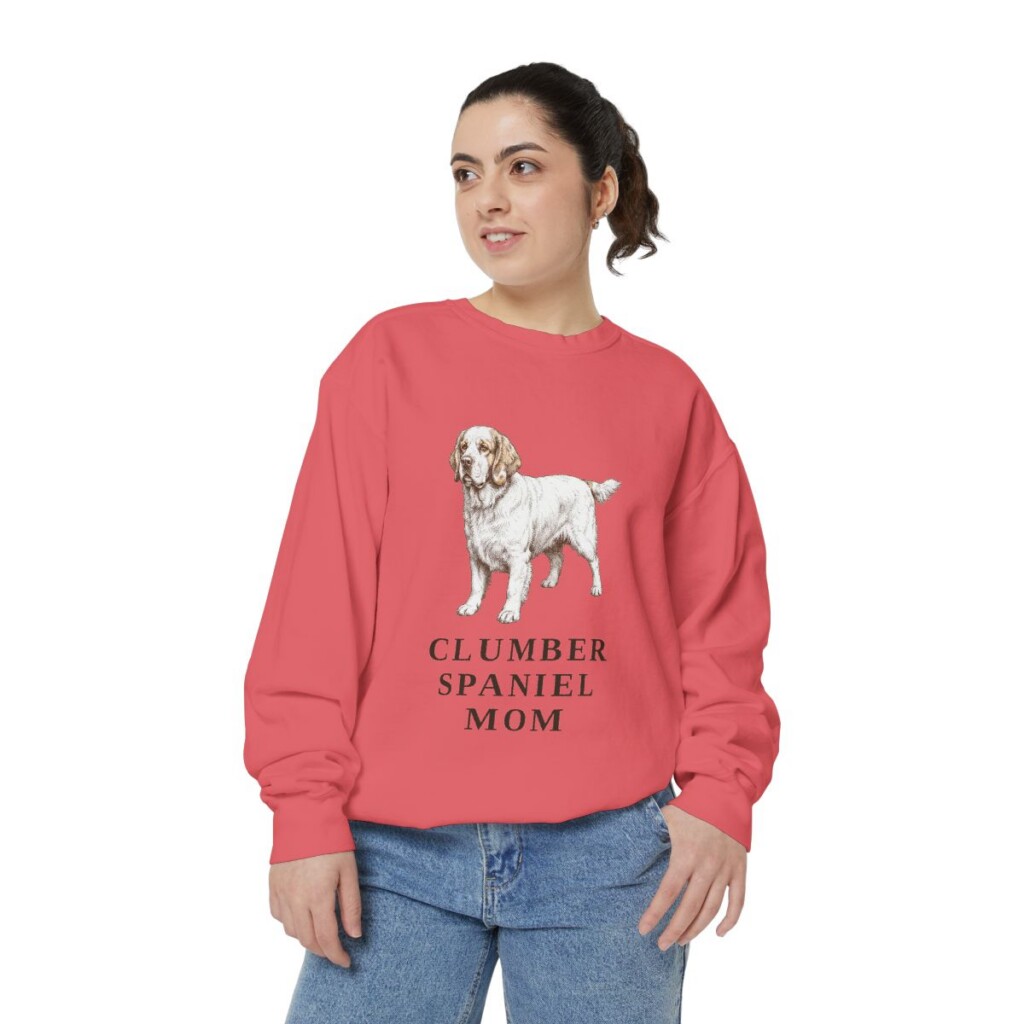 Clumber Spaniel Mom Sweatshirt, Watermelon, person 2 front