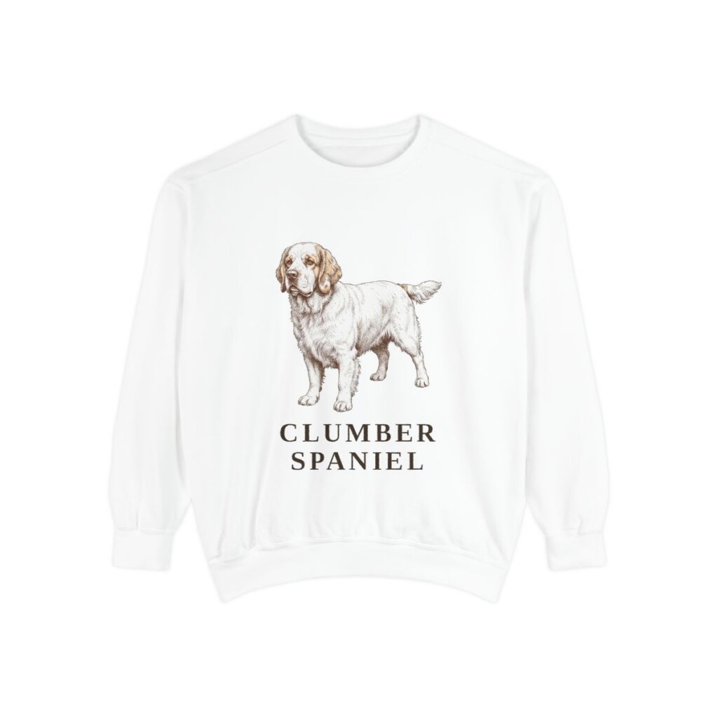 Clumber Spaniel Sweatshirt, White, front view