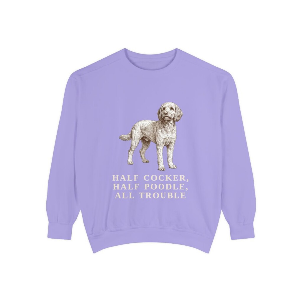 Cockapoo Humor Sweatshirt, Violet, front view