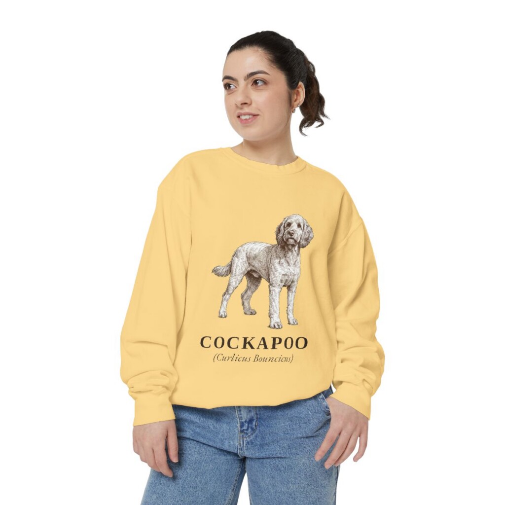 cockapoo-sweatshirt-latin-butter-person-2-front Cockapoo Latin Sweatshirt, Butter, person 2 front