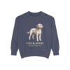 cockapoo-sweatshirt-latin-denim Cockapoo Latin Sweatshirt, Denim, front view