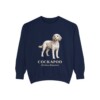 cockapoo-sweatshirt-latin-true-navy Cockapoo Latin Sweatshirt, True Navy, front view
