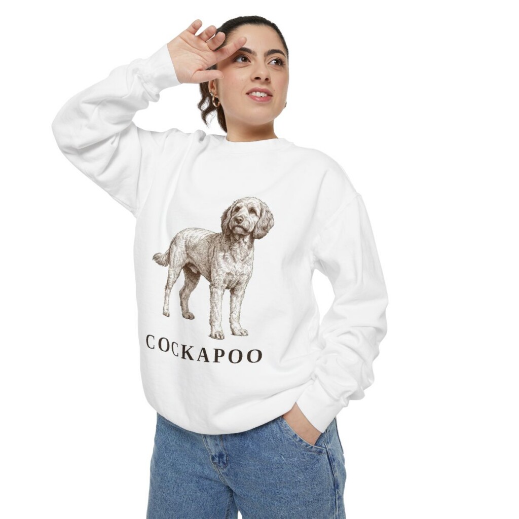 Cockapoo Sweatshirt, White, person 2 context