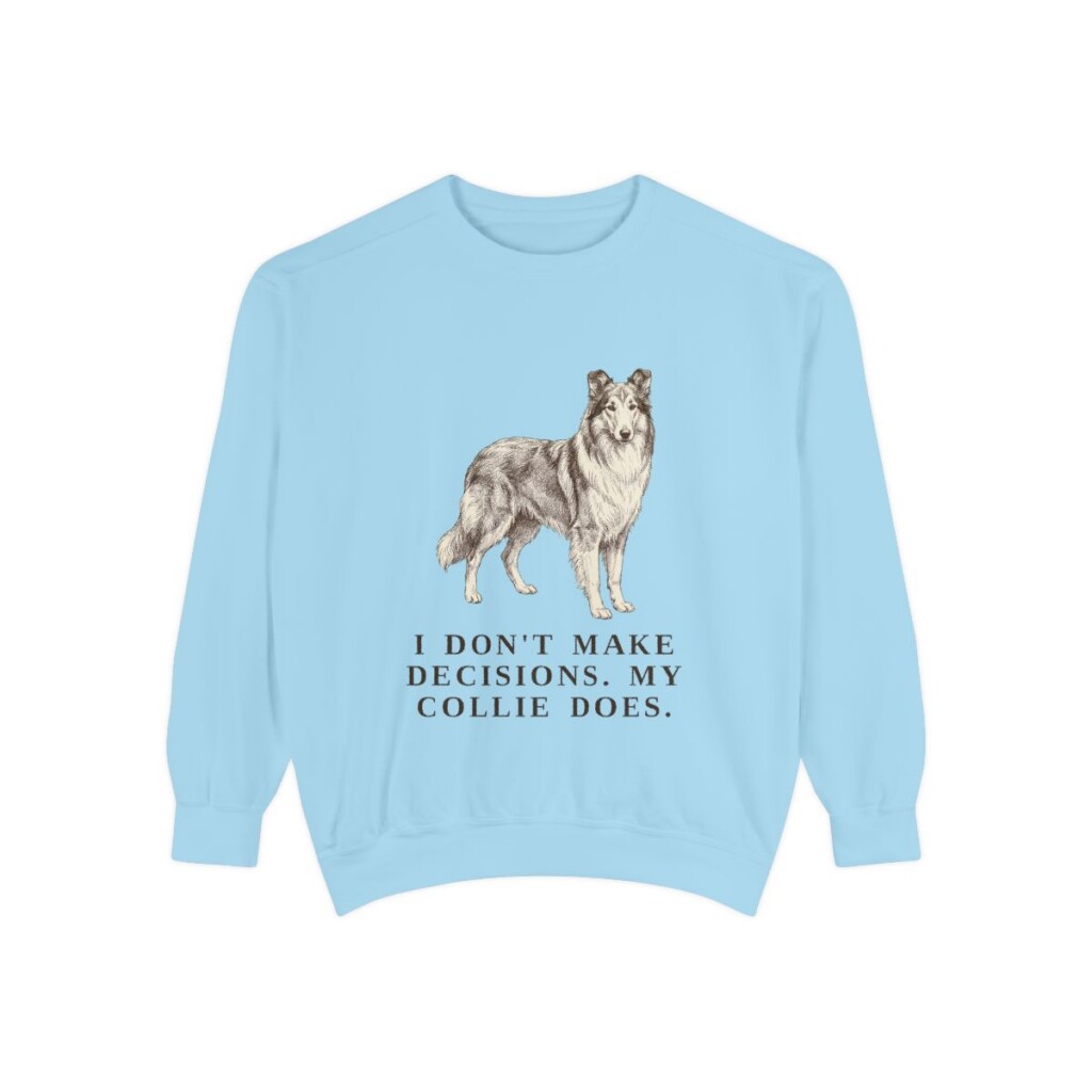 Collie Humor Sweatshirt, Chambray, front view