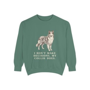 Collie Humor Sweatshirt, Light Green, front view