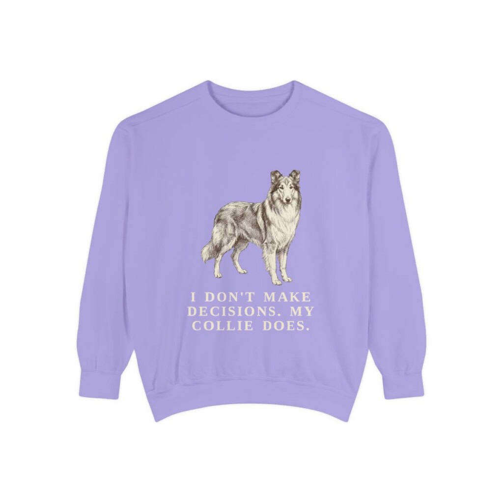 Collie Humor Sweatshirt, Violet, front view