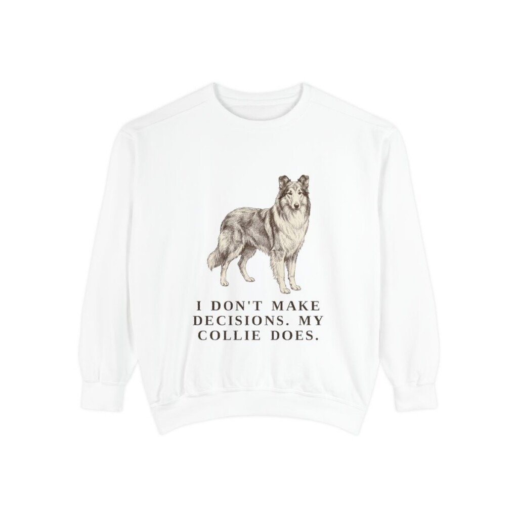 Collie Humor Sweatshirt, White, front view