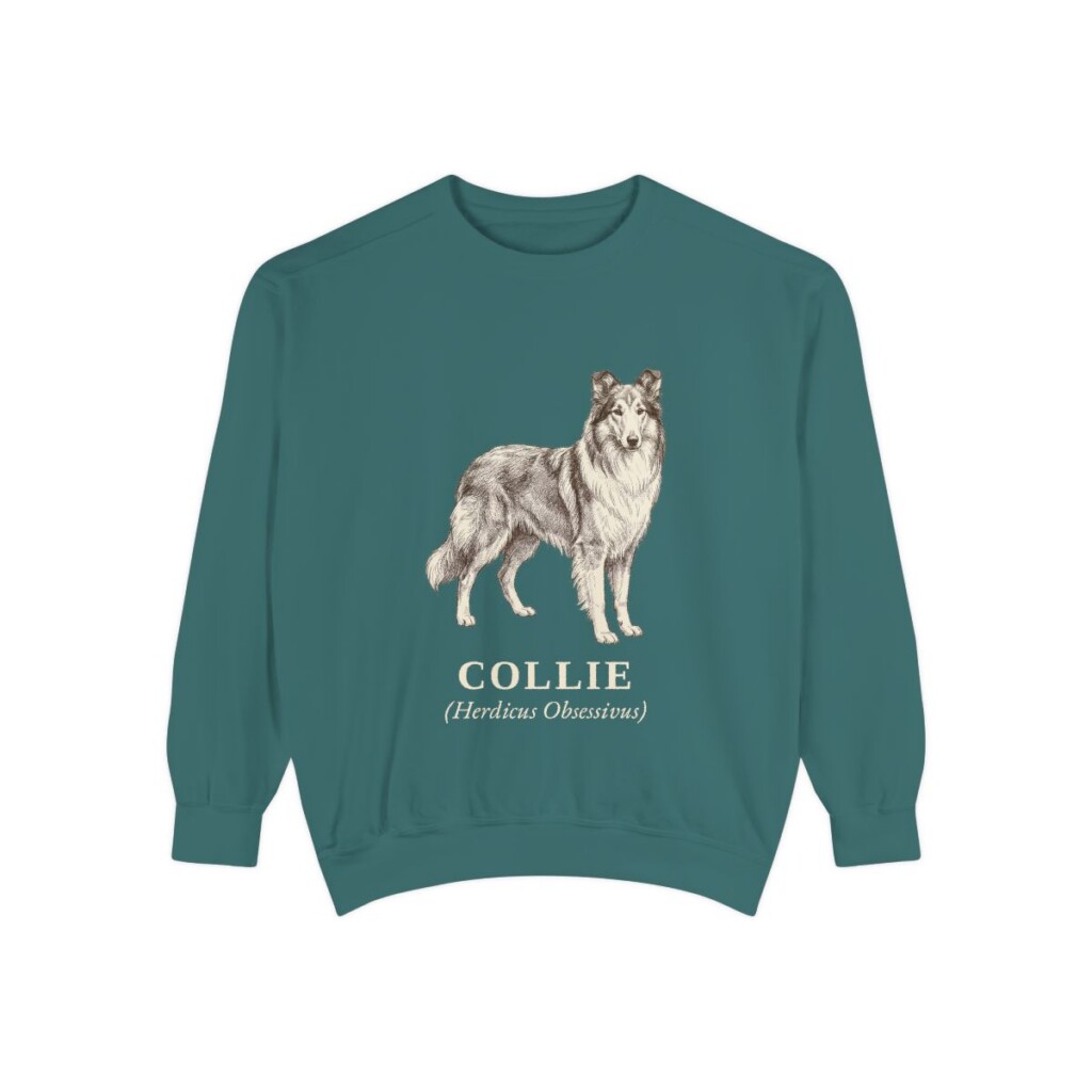 collie-sweatshirt-latin-blue-spruce Collie Latin Sweatshirt, Blue Spruce, front view