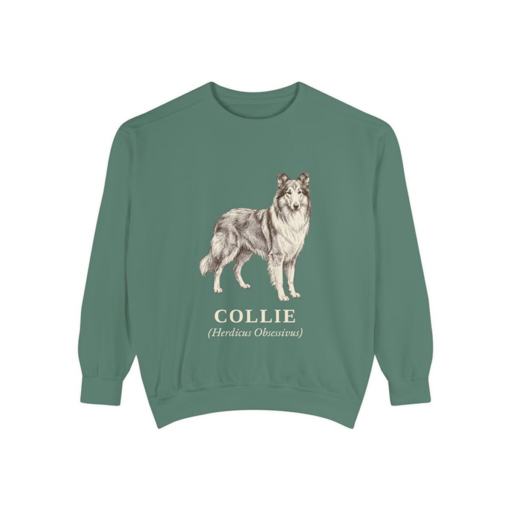 collie-sweatshirt-latin-light-green Collie Latin Sweatshirt, Light Green, front view