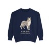 collie-sweatshirt-latin-true-navy Collie Latin Sweatshirt, True Navy, front view