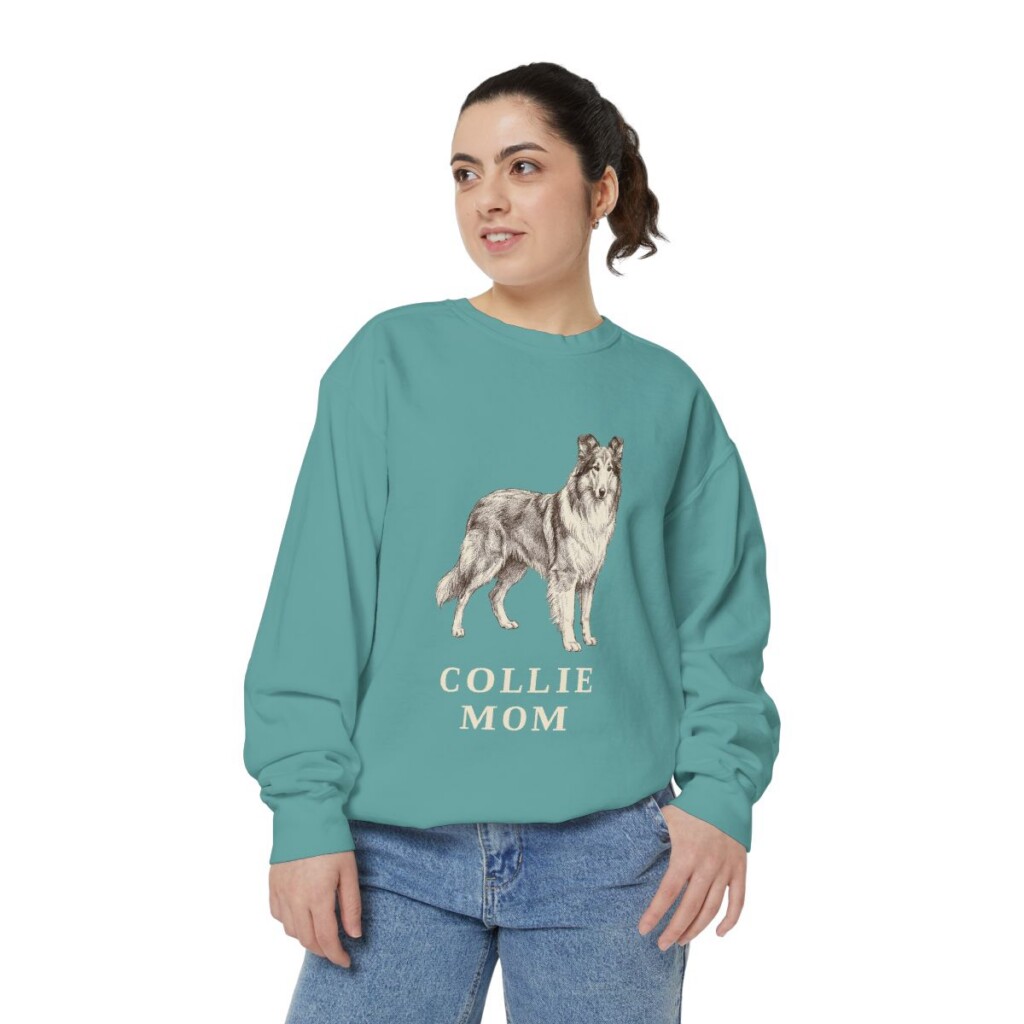 Collie Mom Sweatshirt, Seafoam, person 2 front
