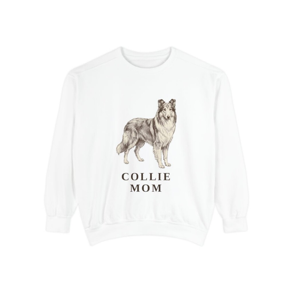 Collie Mom Sweatshirt, White, front view