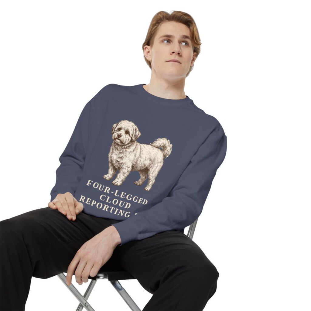Coton de Tulear Humor Sweatshirt, Denim, person 1 context