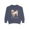coton-de-tulear-sweatshirt-latin-denim Coton de Tulear Latin Sweatshirt, Denim, front view