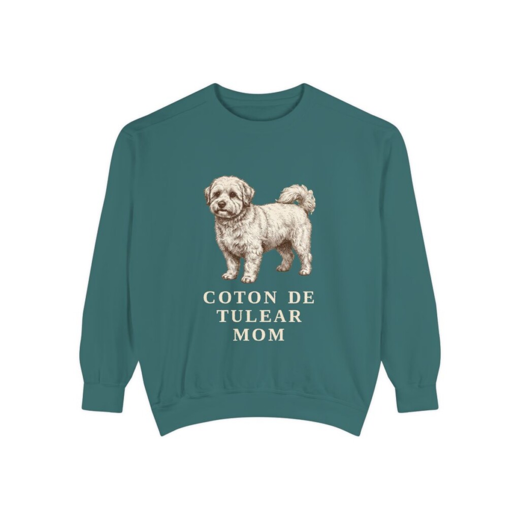 coton-de-tulear-sweatshirt-mom-blue-spruce Coton de Tulear Mom Sweatshirt, Blue Spruce, front view