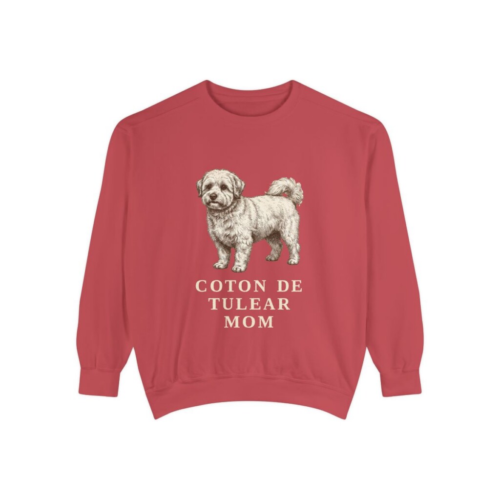 coton-de-tulear-sweatshirt-mom-crimson Coton de Tulear Mom Sweatshirt, Crimson, front view