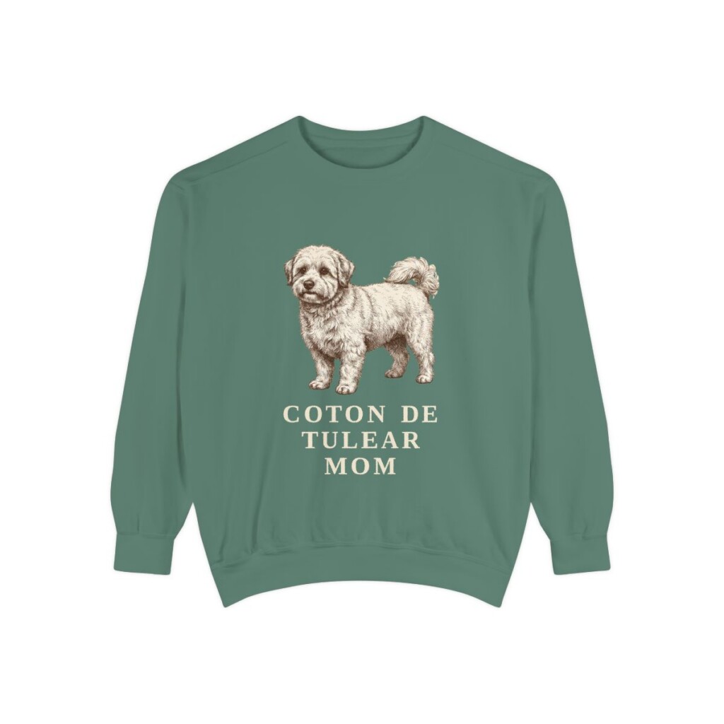 coton-de-tulear-sweatshirt-mom-light-green Coton de Tulear Mom Sweatshirt, Light Green, front view