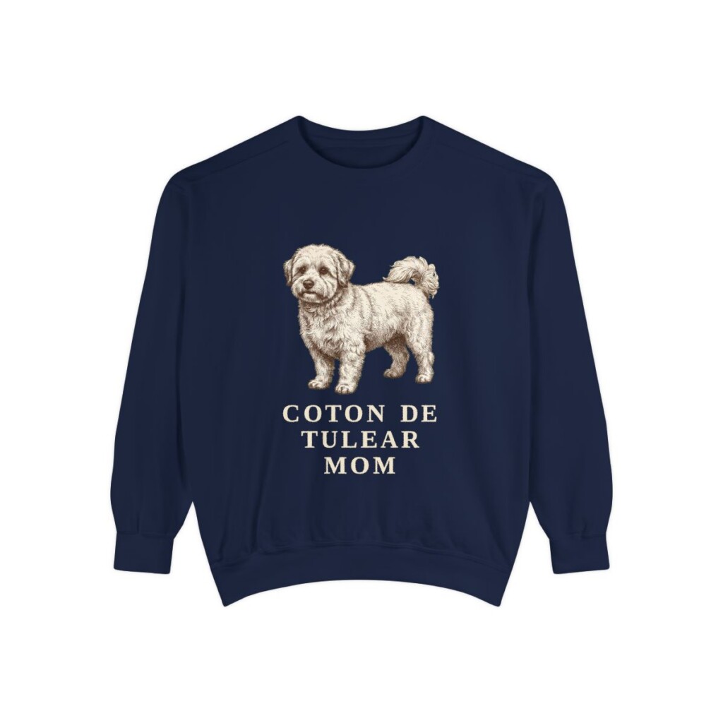 coton-de-tulear-sweatshirt-mom-true-navy Coton de Tulear Mom Sweatshirt, True Navy, front view