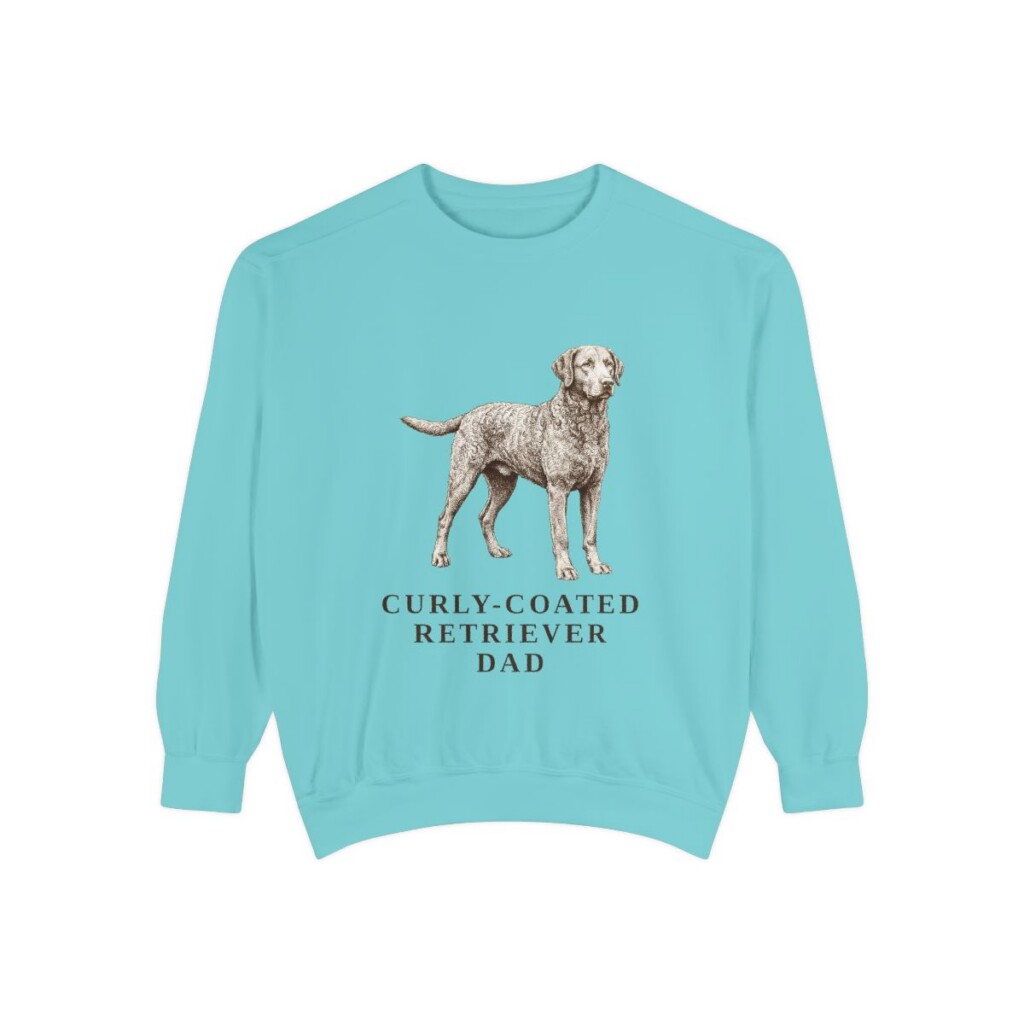 Curly-Coated Retriever Dad Sweatshirt, Chalky Mint, front view