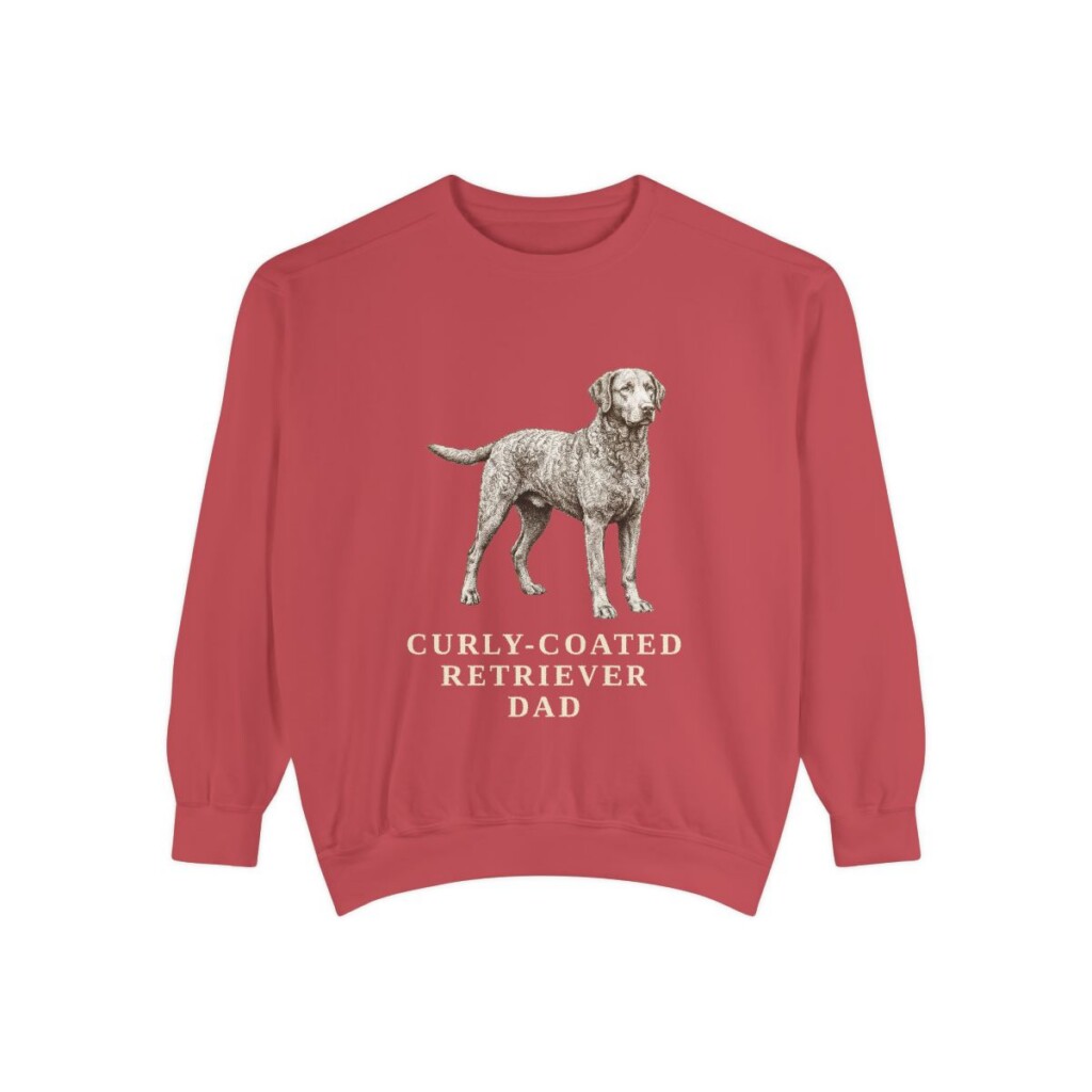 Curly-Coated Retriever Dad Sweatshirt, Crimson, front view