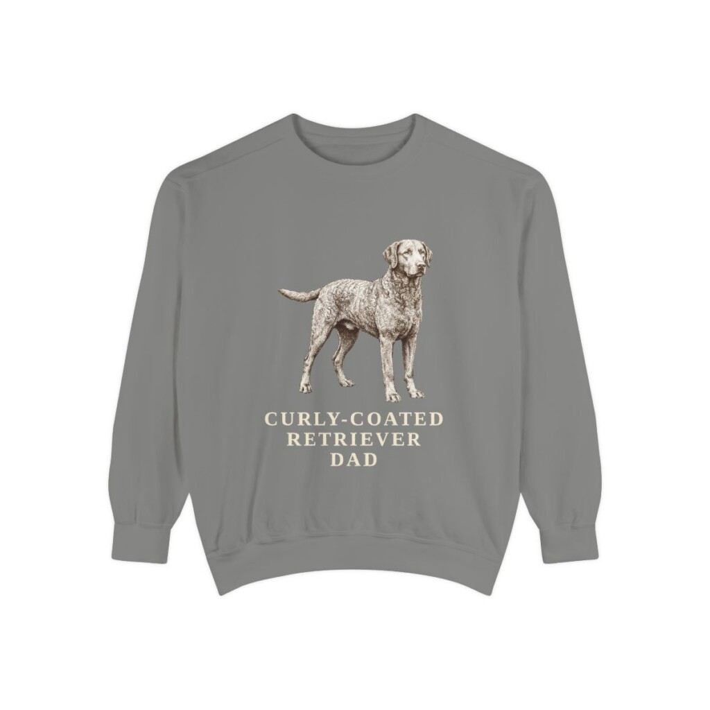 Curly-Coated Retriever Dad Sweatshirt, Grey, front view