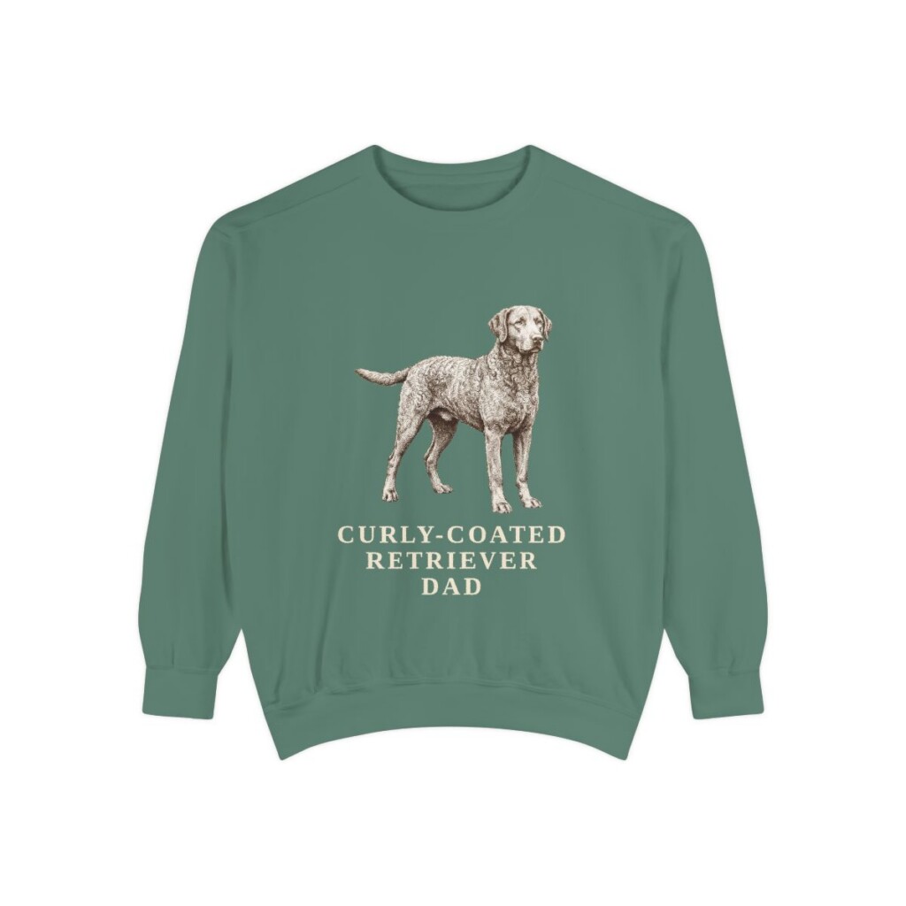 Curly-Coated Retriever Dad Sweatshirt, Light Green, front view