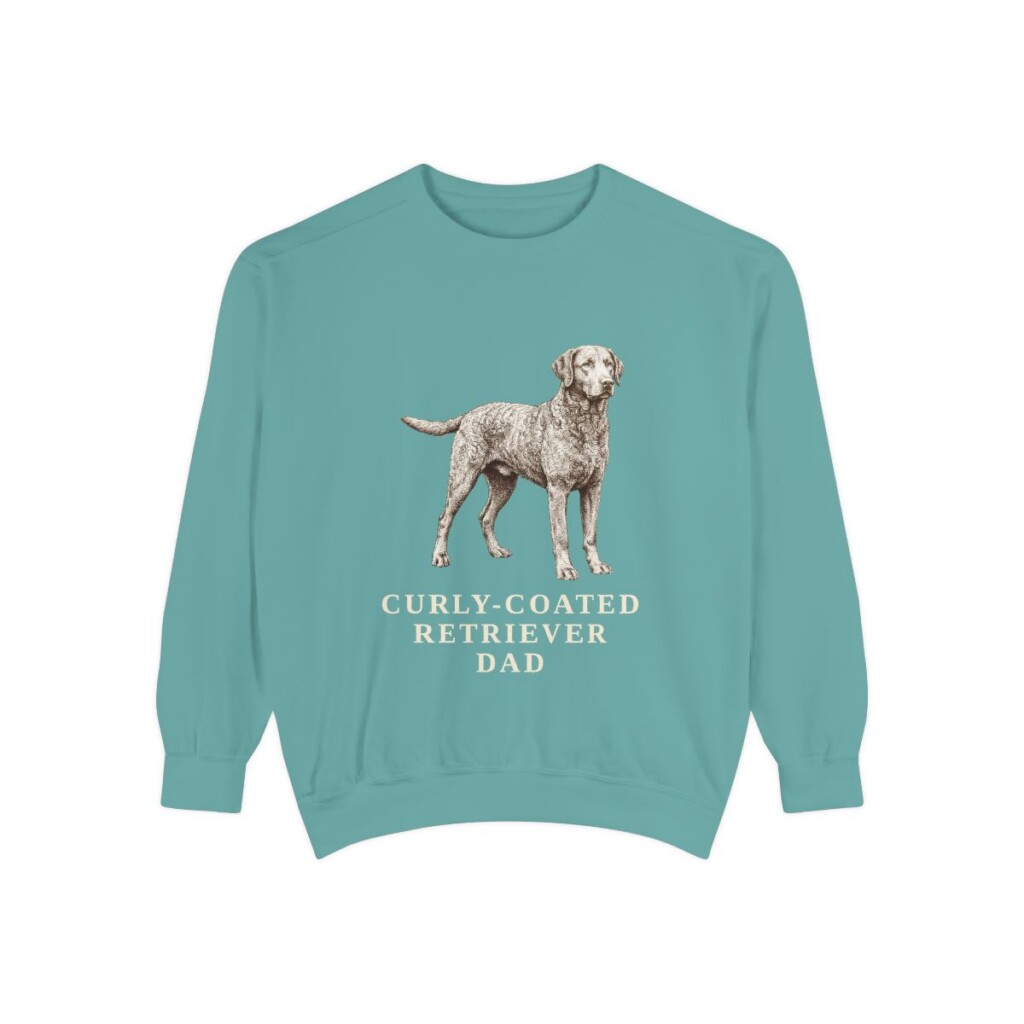 Curly-Coated Retriever Dad Sweatshirt, Seafoam, front view