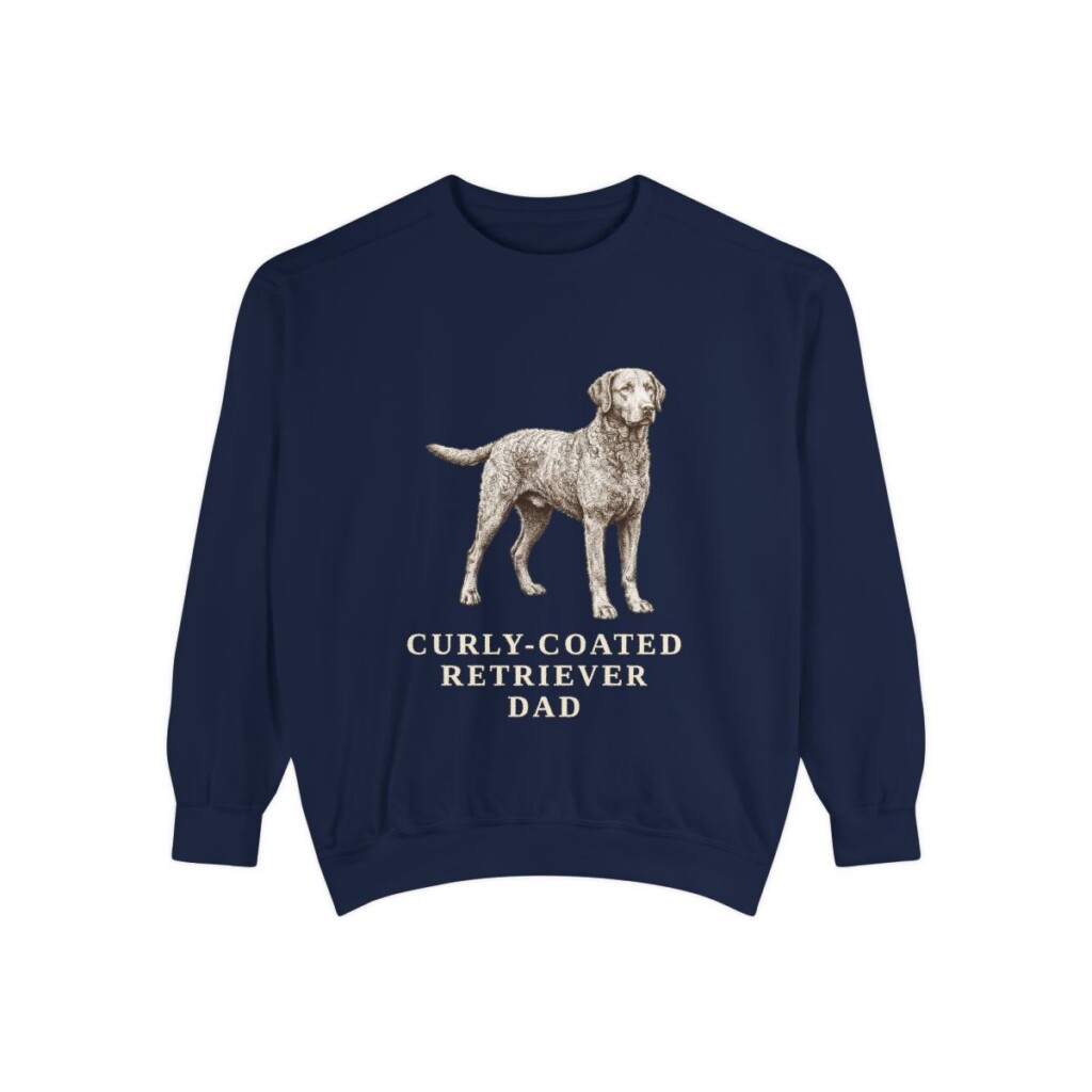Curly-Coated Retriever Dad Sweatshirt, True Navy, front view