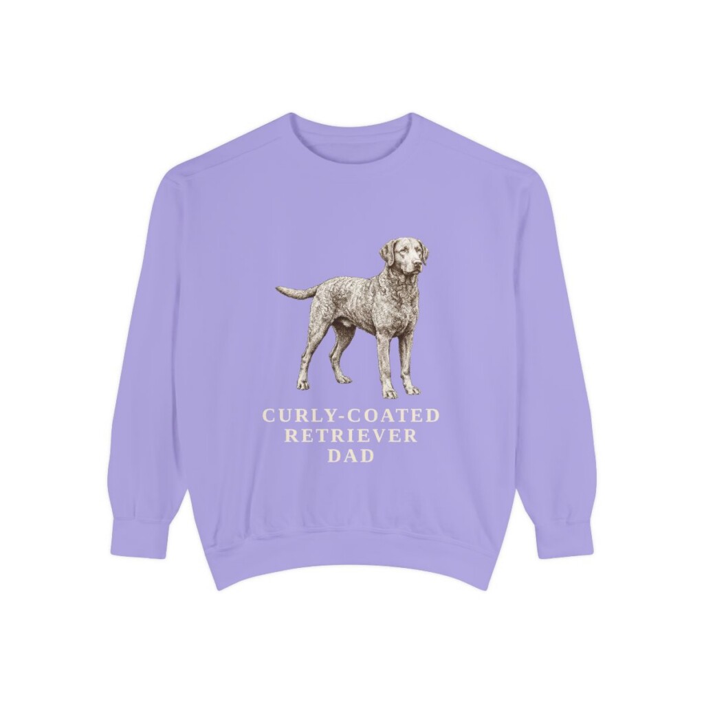 Curly-Coated Retriever Dad Sweatshirt, Violet, front view