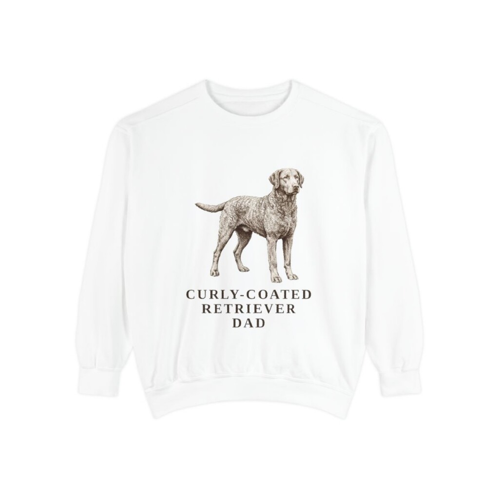 Curly-Coated Retriever Dad Sweatshirt, White, front view