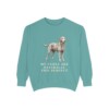 Curly-Coated Retriever Humor Sweatshirt, Seafoam, front view
