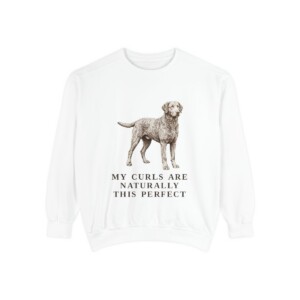 Curly-Coated Retriever Humor Sweatshirt, White, front view