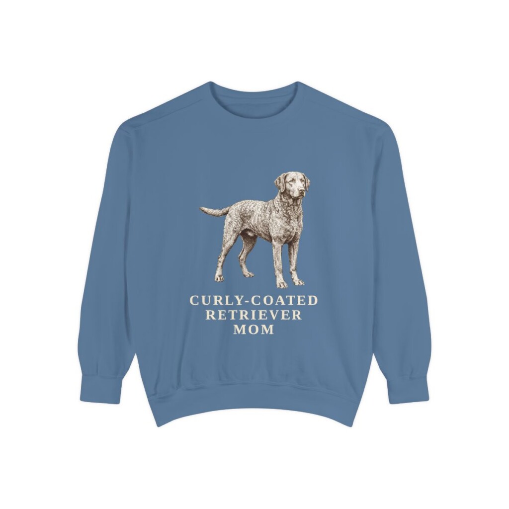 curly-coated-retriever-sweatshirt-mom-blue-jean Curly-Coated Retriever Mom Sweatshirt, Blue Jean, front view