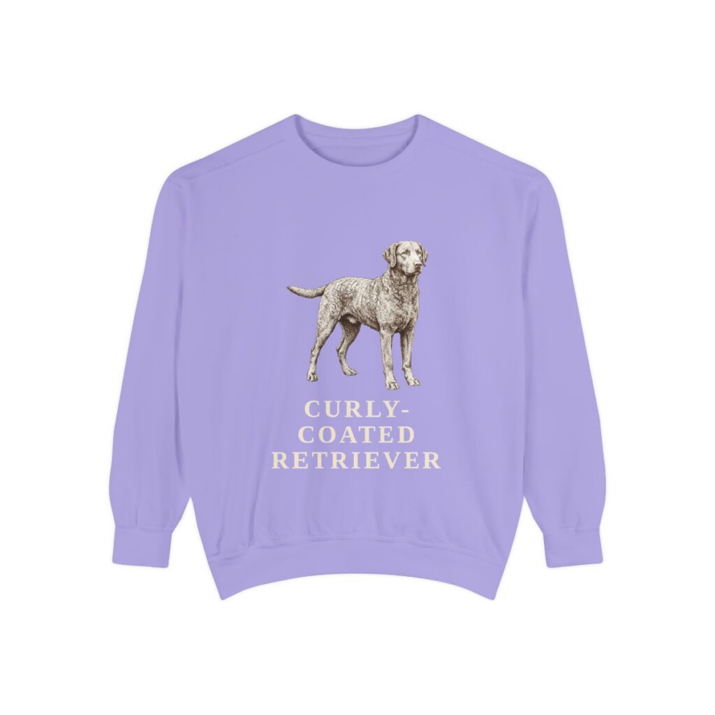 curly-coated-retriever-sweatshirt-violet Curly-Coated Retriever Sweatshirt, Violet, front view