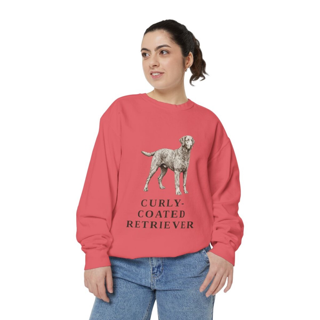 curly-coated-retriever-sweatshirt-watermelon-person-2-front Curly-Coated Retriever Sweatshirt, Watermelon, person 2 front