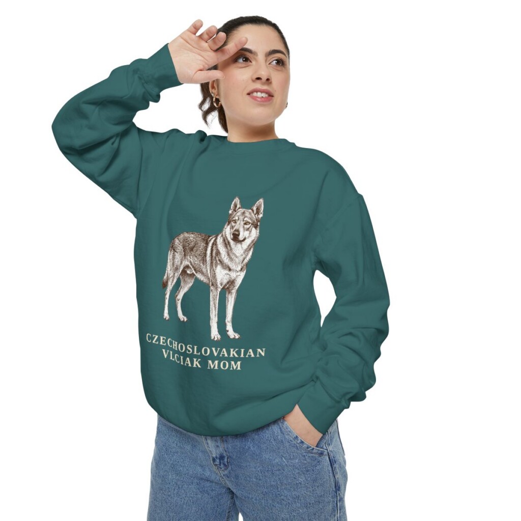 Czechoslovakian Vlciak Mom Sweatshirt, Blue Spruce, person 2 context