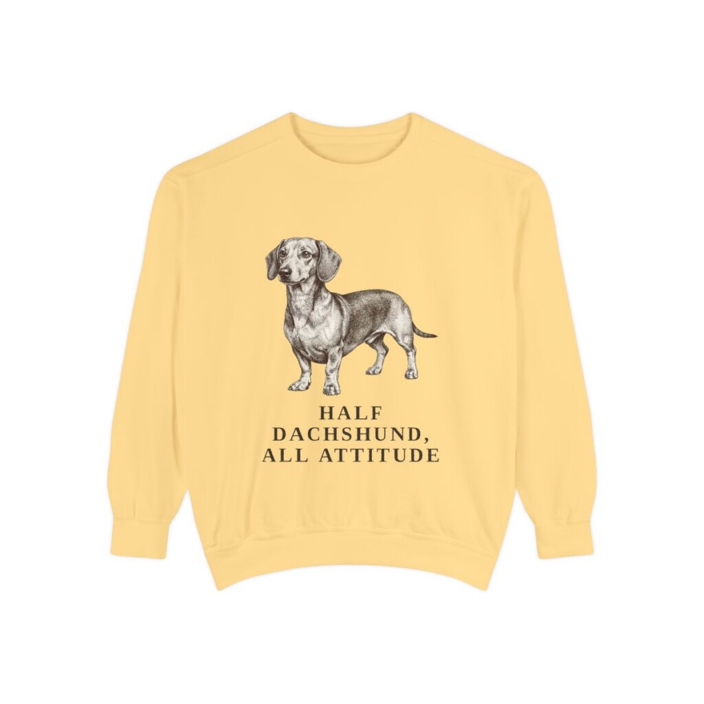 Dachshund Mix Humor Sweatshirt, Butter, front view
