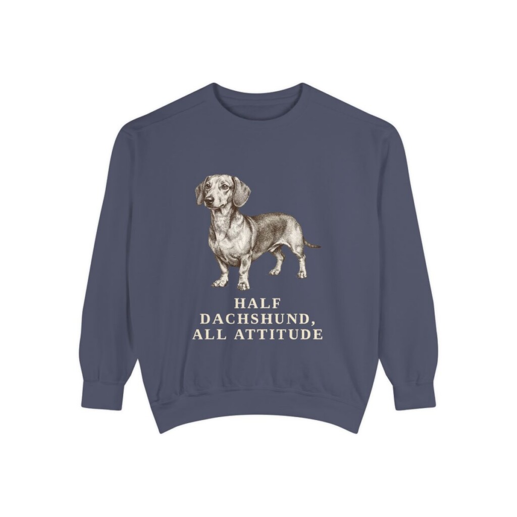 Dachshund Mix Humor Sweatshirt, Denim, front view