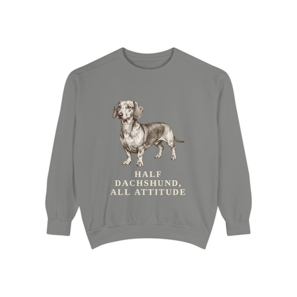 Dachshund Mix Humor Sweatshirt, Grey, front view