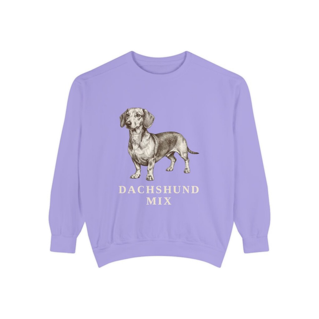 Dachshund Mix Sweatshirt, Violet, front view