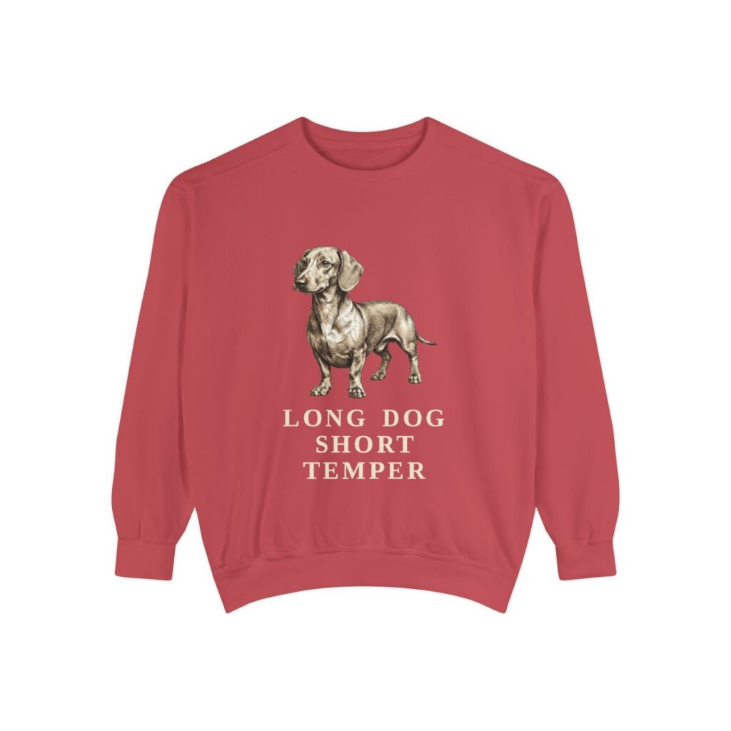 Dachshund Humor Sweatshirt, Crimson, front view
