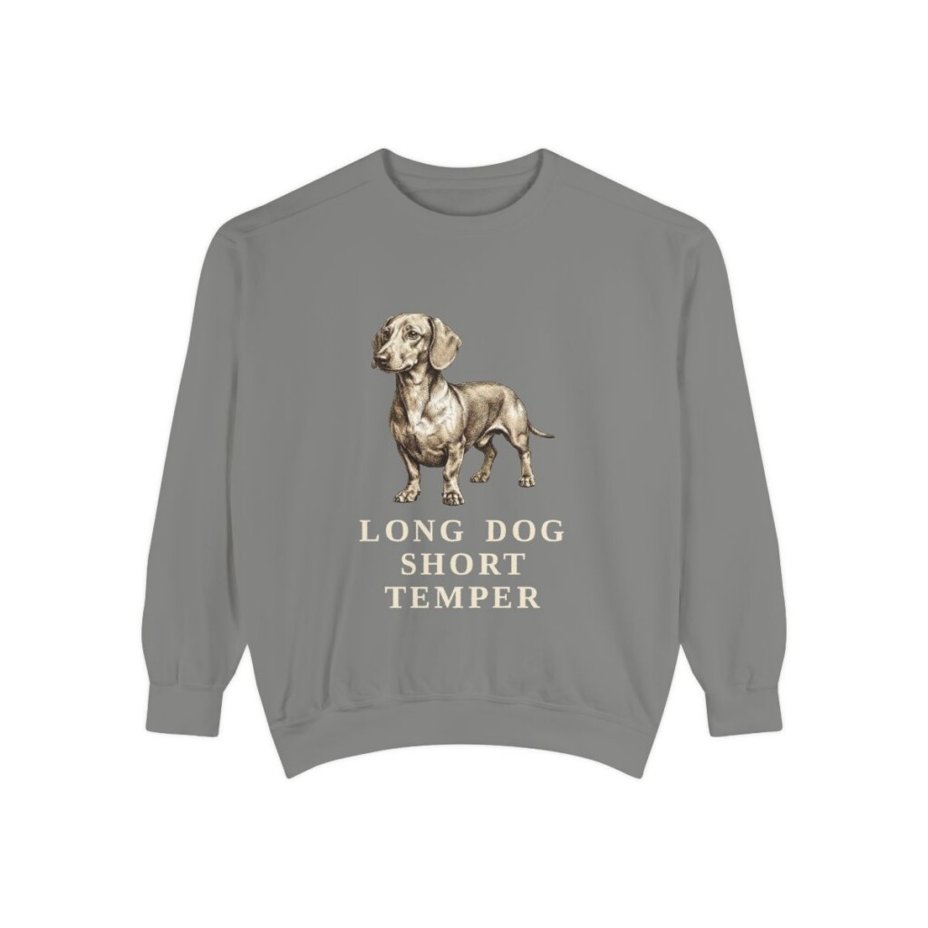 Dachshund Humor Sweatshirt, Grey, front view