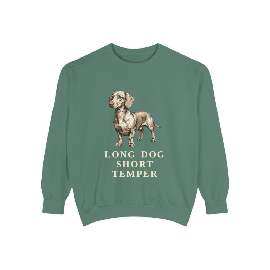 Dachshund Humor Sweatshirt, Light Green, front view