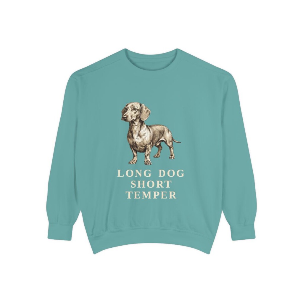 Dachshund Humor Sweatshirt, Seafoam, front view