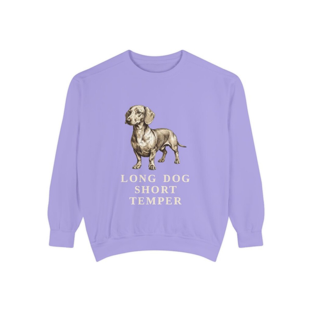 Dachshund Humor Sweatshirt, Violet, front view
