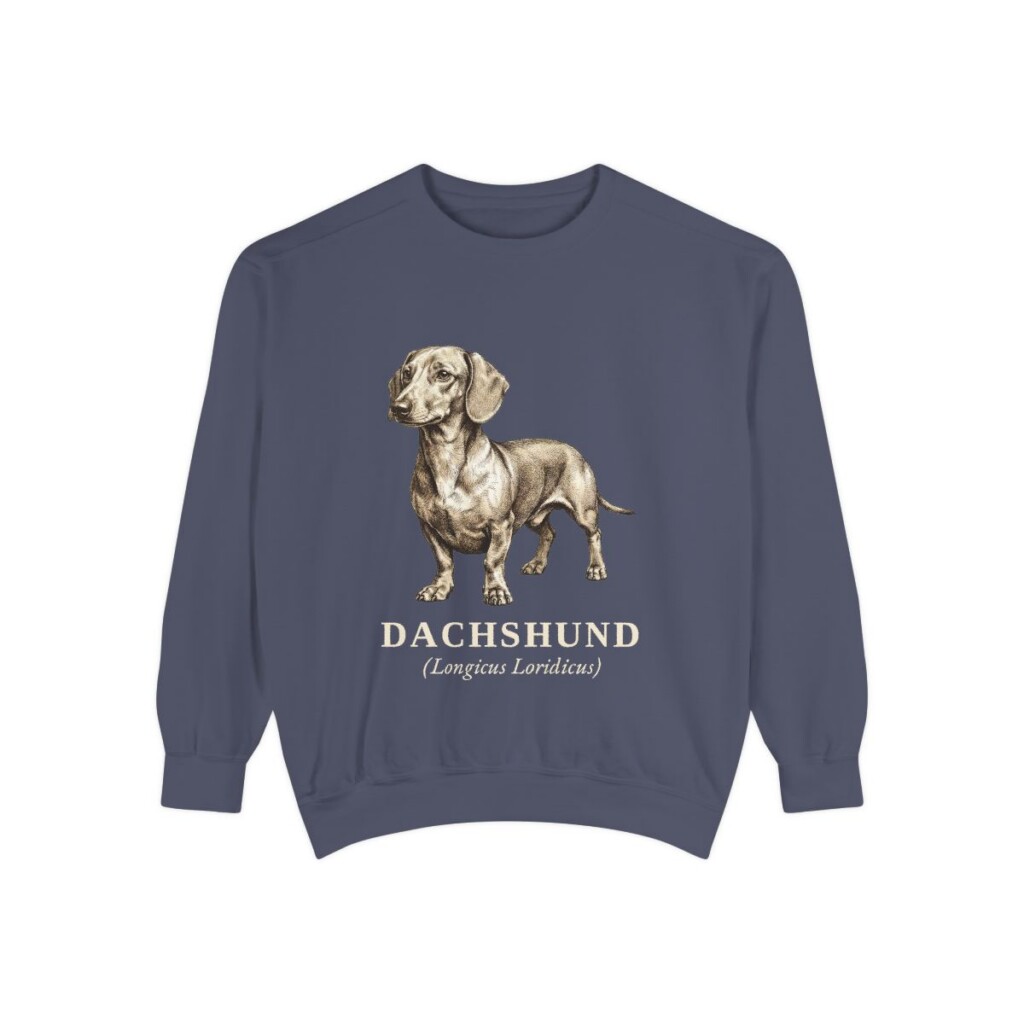 Dachshund Latin Sweatshirt, Denim, front view