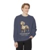Dachshund Latin Sweatshirt, Denim, person 1 front