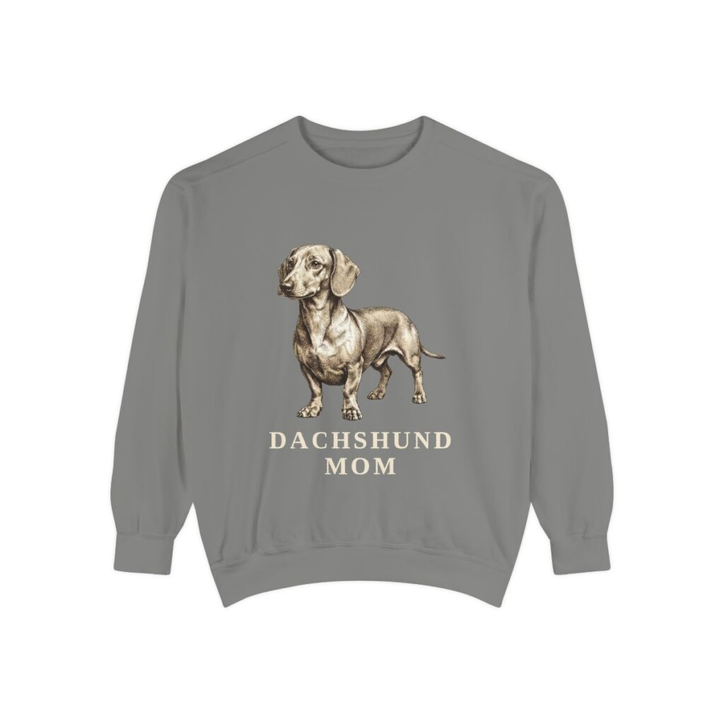 Dachshund Mom Sweatshirt, Grey, front view