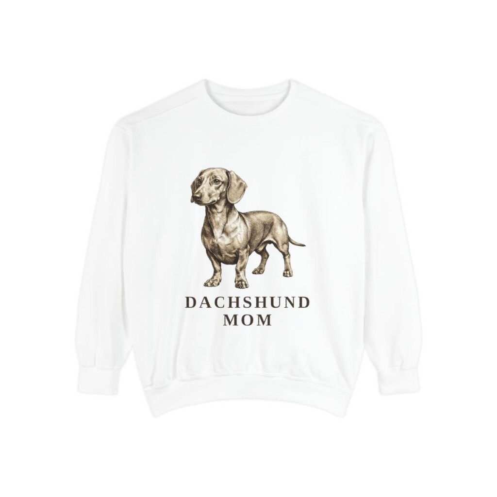 Dachshund Mom Sweatshirt, White, front view