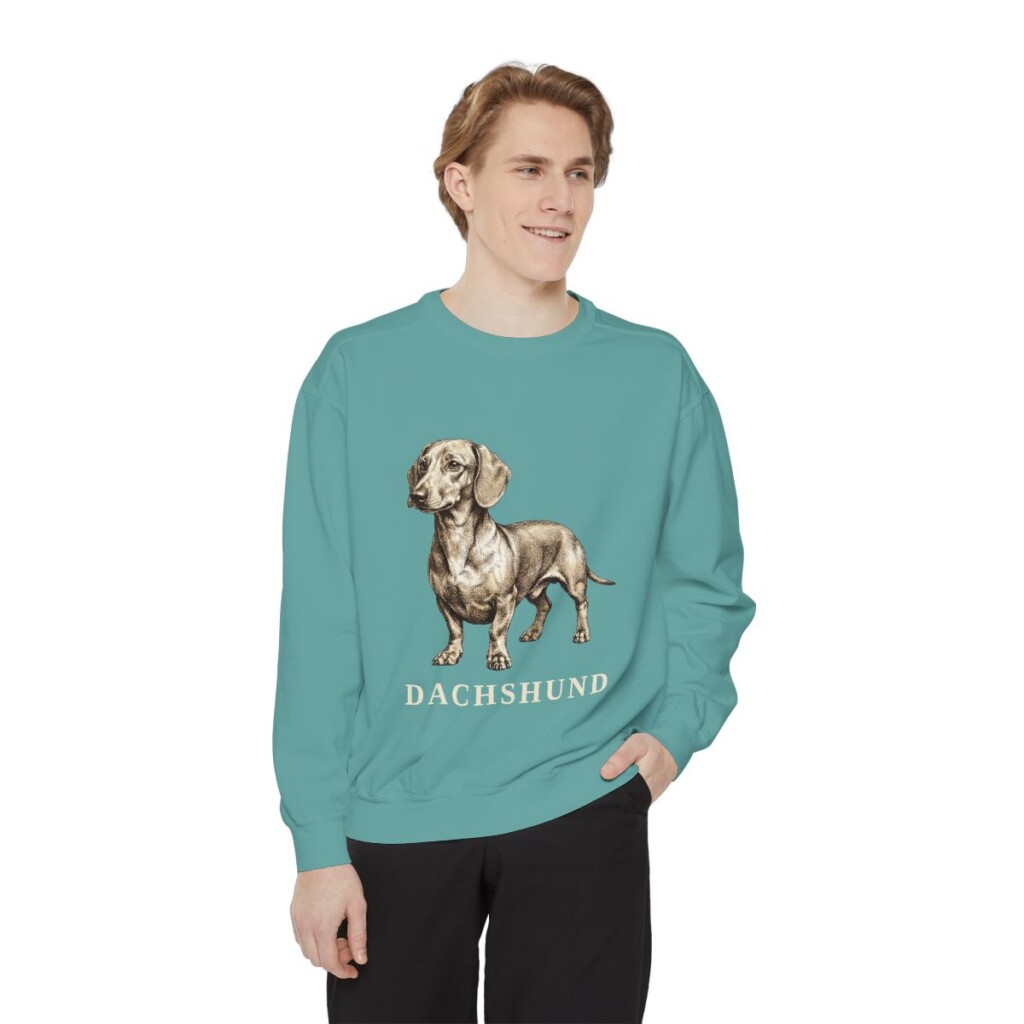Dachshund Sweatshirt, Seafoam, person 1 front